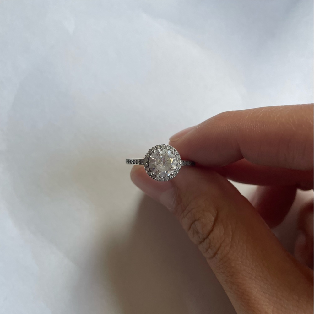 Pandora Round Sparkle Halo Ring - Size 52